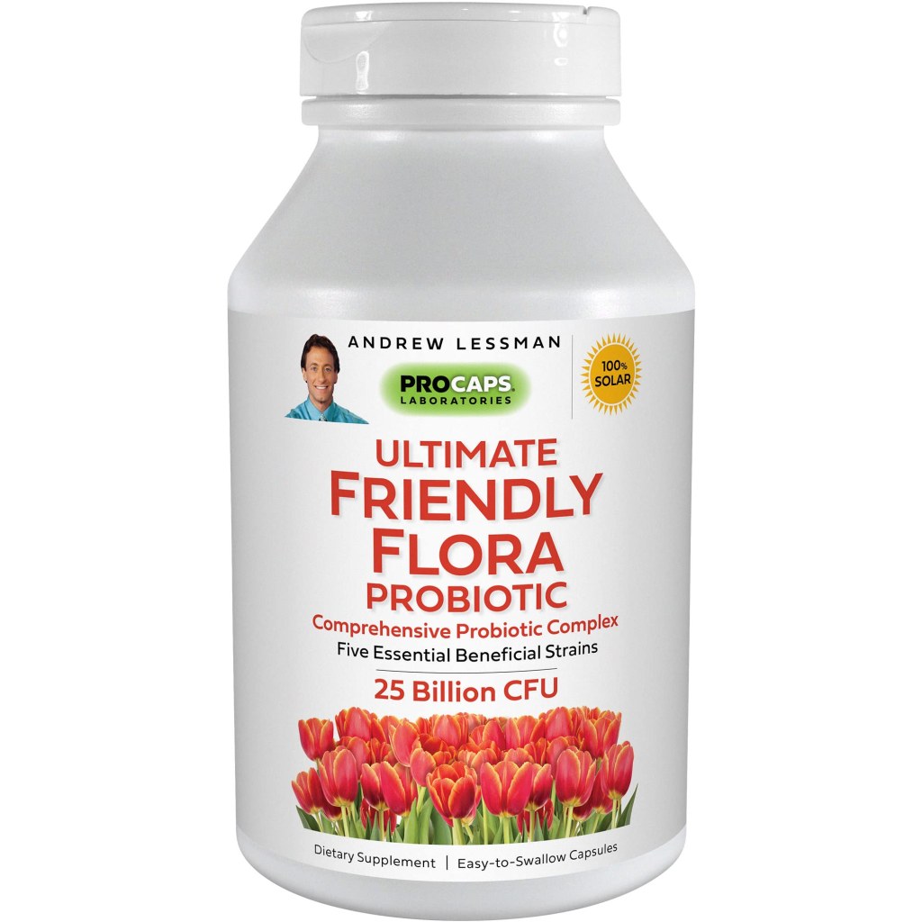Picture of: ANDREW LESSMAN Ultimate Friendly Flora Probiotic  Capsules –  Billion  CFU, Comprehensive Blend of Five Probiotic Strains, Powerful Immune and